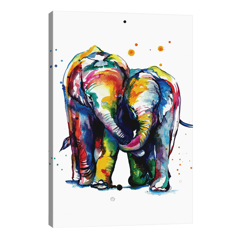 Elephants 1 Piece Wrapped Canvas Painting, 101.6 cm H x 66.04 cm W x 1.91 cm D