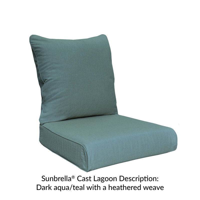 Sunbrella® Premium Outdoor Deep Seating Cushion, Cast Lagoon Sunbrella® Plainweave