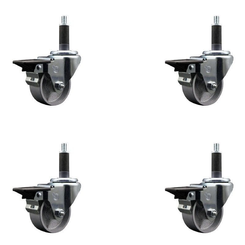 Ensemble de roulettes extensibles semi-pivotantes avec frein SCC PLB 3 po x 1 po