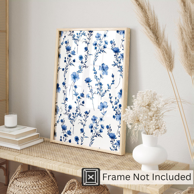 «Botanical Blue Floral», reproduction d'art non encadrée, H 20 po x l 16 po