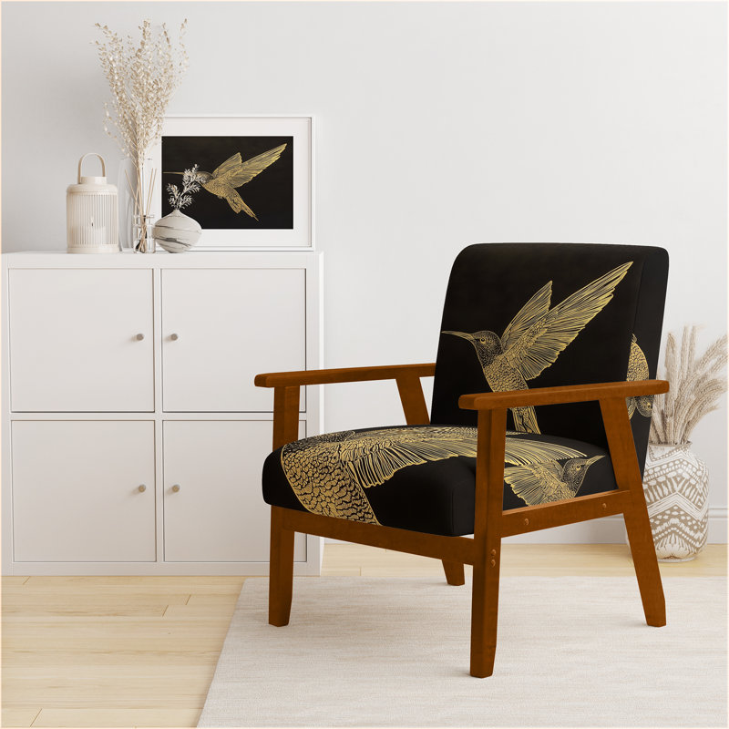 Chaise rembourrée Hummingbird - Fauteuil Mystical Hummingbird, Brown Square Arms