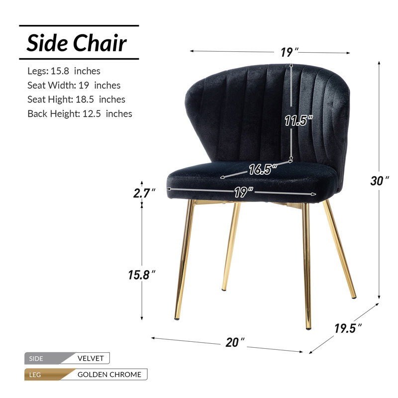 Euclid Modern Tufted Velvet Wingback Dining Chair, Black Velvet