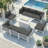 Anevaeh 8-Person Outdoor Patio All-Aluminum Sectional Conversation Set with Fire Pit Table and Cushions-1131677166-1093982558
