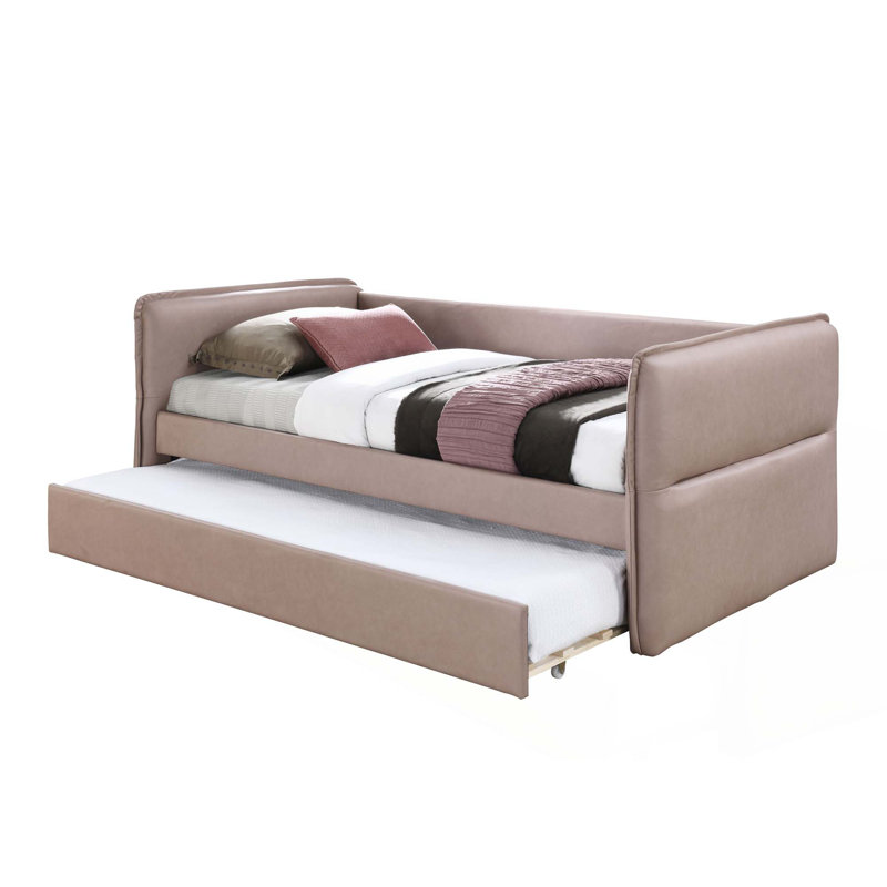 Lit de jour moderne et minimaliste avec un design gigogne élégant, Mauve