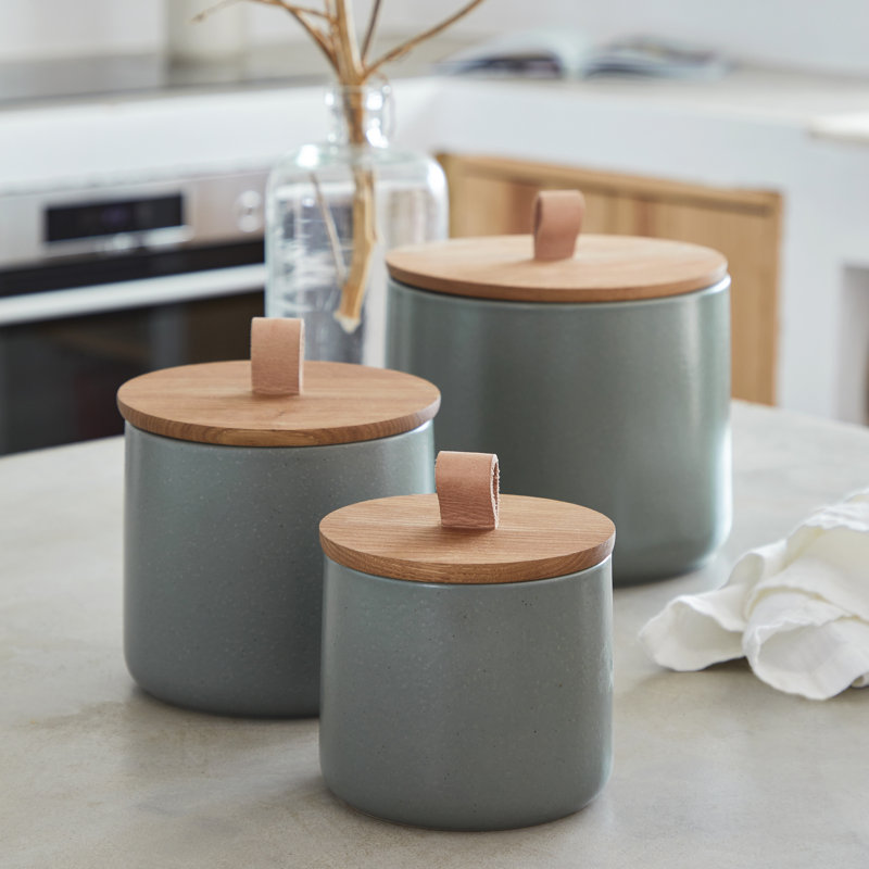 Casafina Pacifica Jar, 6.2" H x 7.8" W x 7.8" D, Artichoke