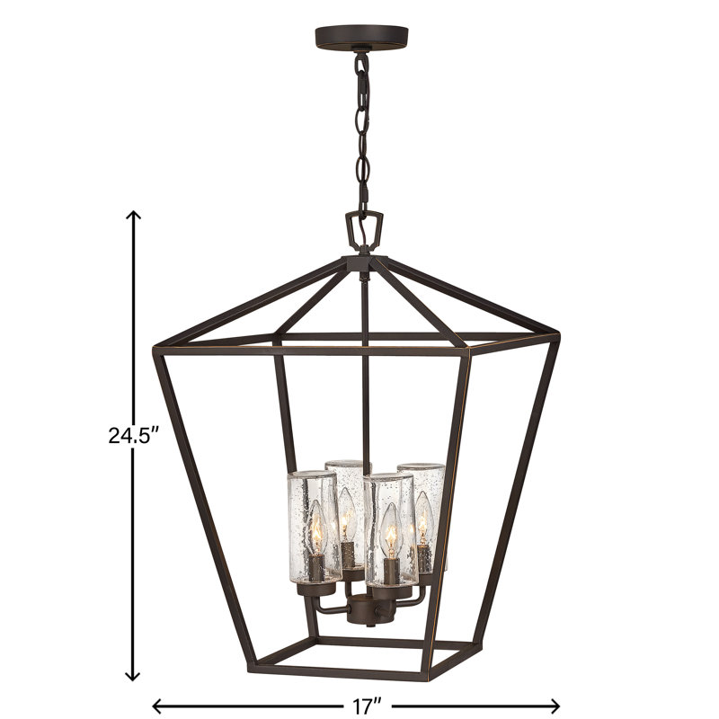 4 - Bulb 24.5" H Outdoor Hanging Lantern, Oil Rubbed Bronze, 100W
