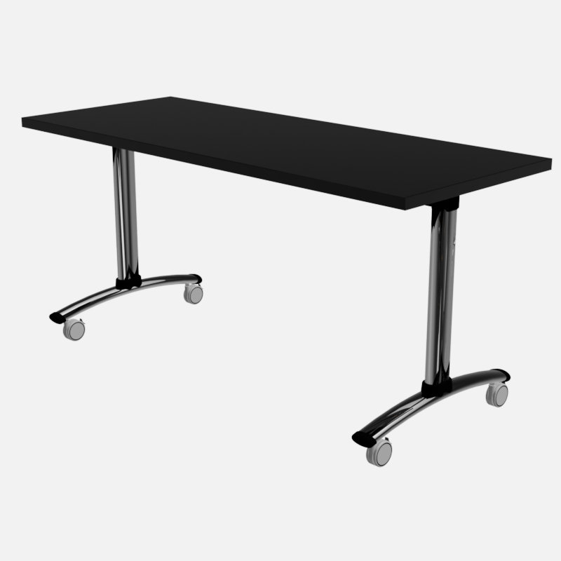 Bercut Rectangle Training Table with Casters, Black, 29" H x 60" W x 30" D