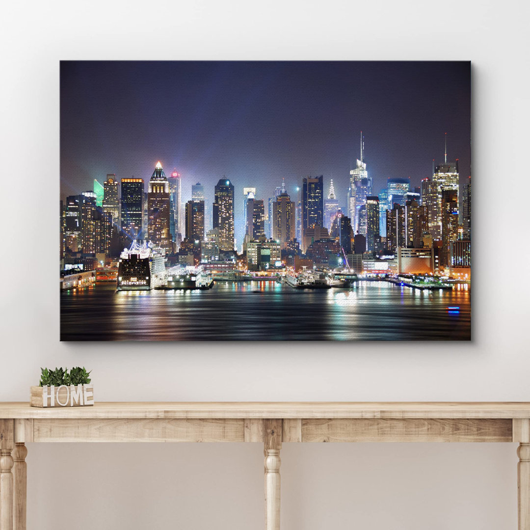 Architecture Building " New York City Skyline Hudson River Architecture Cityscape Colorful " IDEA4WALL Overall 