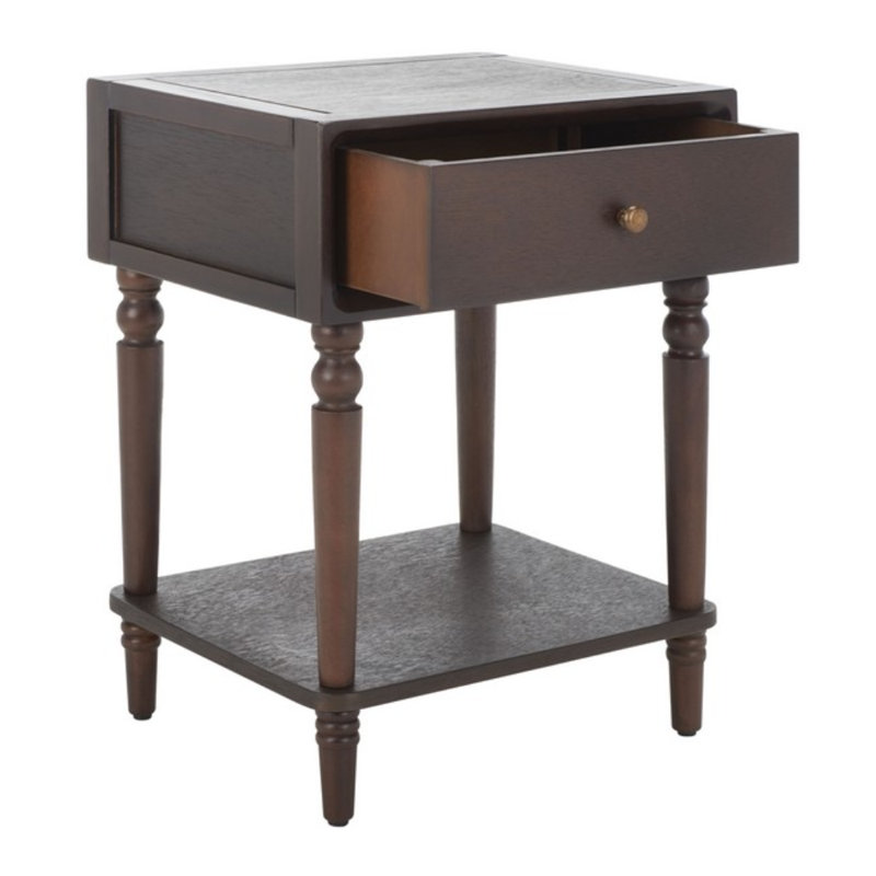Table d'appoint avec rangement Seana, Noyer