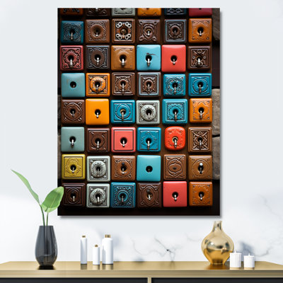 «Brown Geometric Harmony Abstract Tiles», art mural abstrait