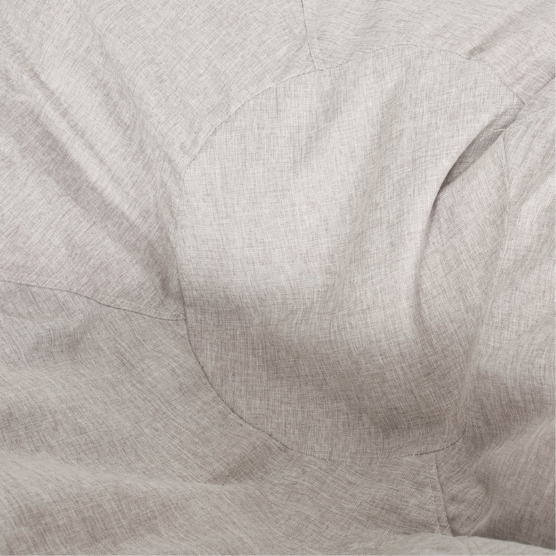 Fauteuil à billes rond Maxi 5 pi en tissu bicolore et similicuir gris clair et brun café, Similicuir gris