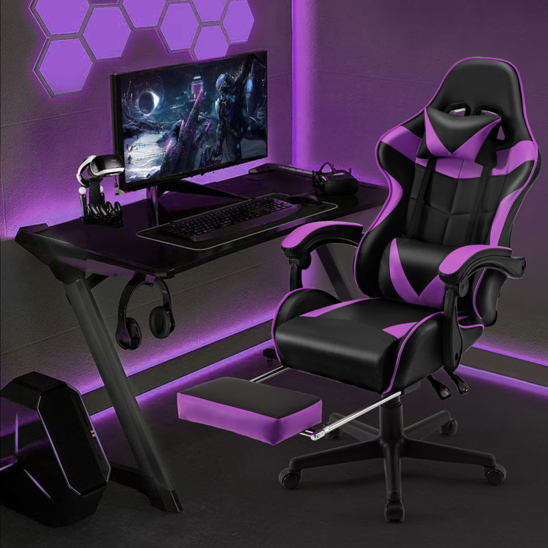 Fauteuil de jeu ergonomique pivotant pour adultes Soontrans, Mauve