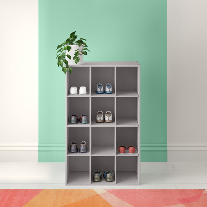 12 Pair Stackable Shoe Storage Cabinet, White
