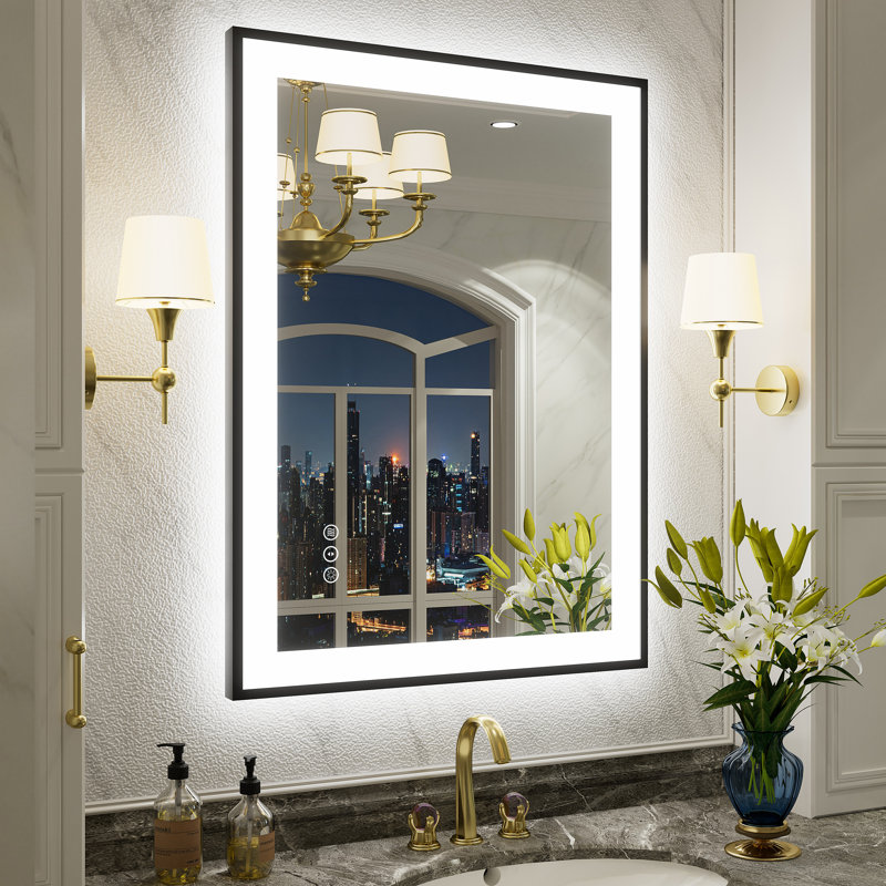 Aevar UL Certified Front & Back LED Anti-Fog Tempered Glass Framed Bathroom/Vanity Mirror with 3-Year Warranty, 28" x 20"