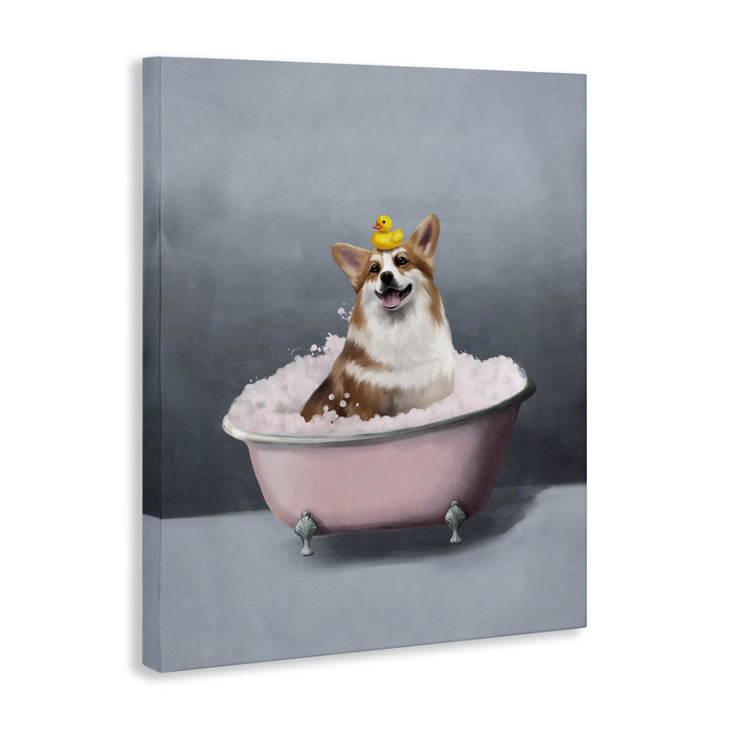  «Corgi in Pink Bath» par Svetlana Aleynikova, H 40 po x l 30 po