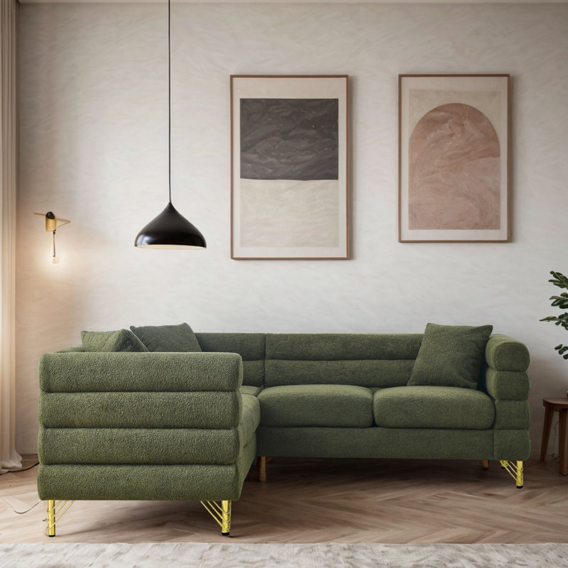 Canapé modulaire rembourré 3 pièces AUFW834S00105, Mélange de polyester vert