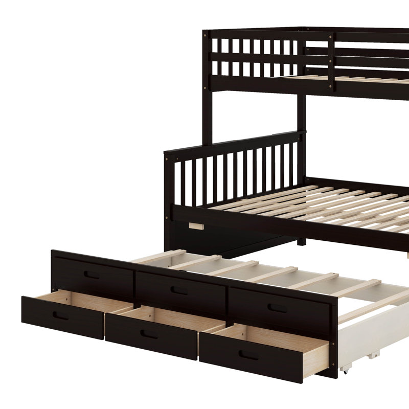 Twin Over Full Bunk Bed With Trundle And Drawers, Espresso