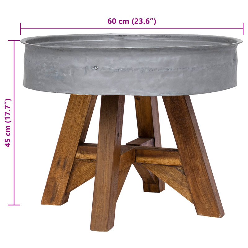 Coffee Table Mixed Recycled Wood 60x45 cm , Silver