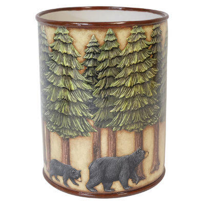 Black Bears in the Woods Resin 2.5 Gallon Waste Basket