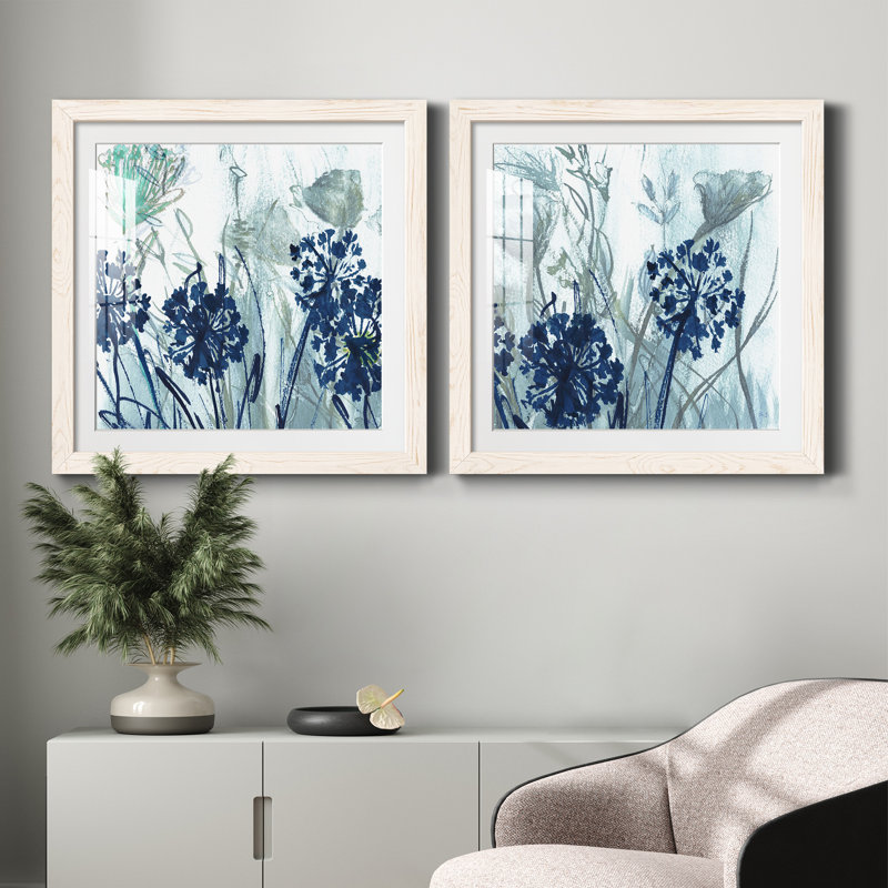 Indigo Field I - 2 Piece Print, White Framed, 31.5" H x 31.5" W x 1" D