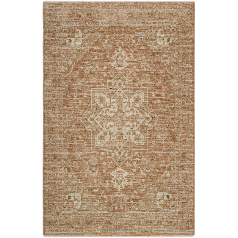 Tapis tissé à la machine Autumn, Brun, ivoire, brun clair, olive, Rectangle 6 pi 7 po x 9 pi 6 po