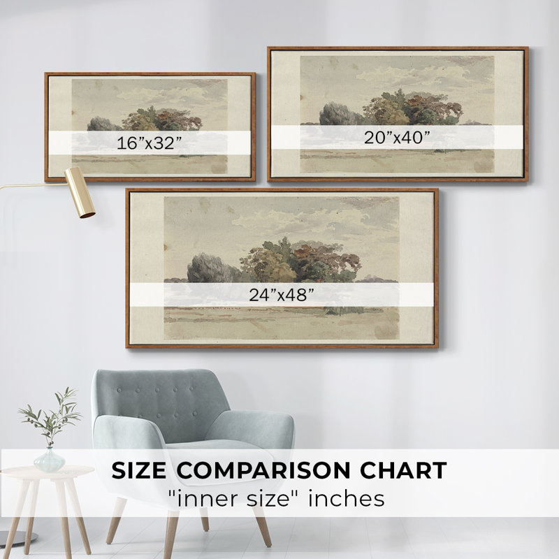 Paysage, série DCC-XXIX, toile tendue avec châssis, prête à être accrochée, H 25 po x l 49 po, Noyer