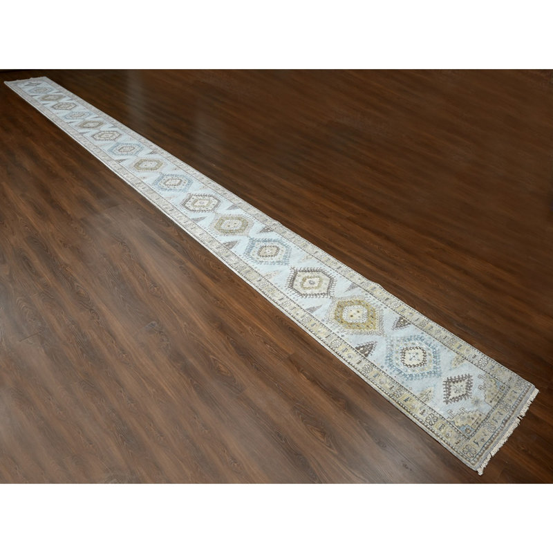 Tapis de couloir gris nouvel âge en laine 2 pi 9 po x 29 pi 10 po Wibo