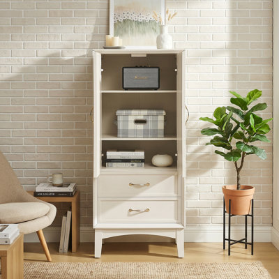 Buffet haut 53,5 po en bois avec buffet moderne, armoire de rangement pour garde-manger, armoire de rangement rétro, avec tablettes réglables, portes et tiroirs, facile à assembler