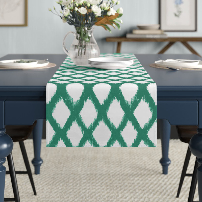 Koziol Geometric Table Runner, 72" L x 16" W, Teal, Geomatric
