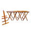 Tables à collation pliantes avec support de rangement, bois massif, miel, pour plus de commodité, rangement pratique pour 4 tables, solution pratique