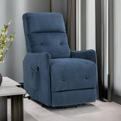 Recliner Chair, Electric Recliner Chairs For Adults, Side Pocket Power Reclining Chair Pocket Springs Seat Cushion, Corduroy Fabric Recliner Sofa For Living Room, Bedroom, Home Theater