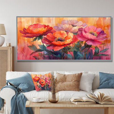 Radiance au coucher du soleil, pivoines, fleurs I - pivoines, art mural pour le salon