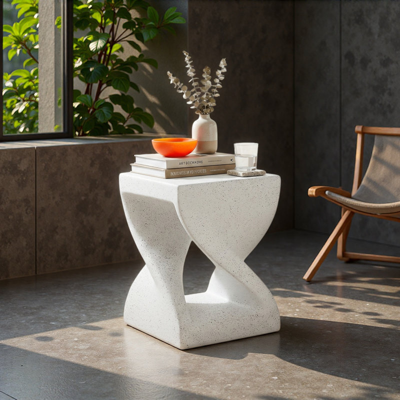 Table d'extérieur d'extérieur en marbre à base torsadée MGO