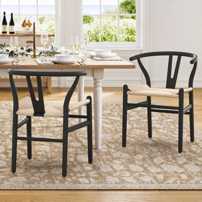 Solid Wood Woven Dining Chair, Full Assembled