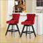 Ensemble de 2 tabourets de bar pivotants en velours avec capitonnage à boutons, pieds en bois et garniture cloutée chromée pour un style de loisirs élégant
