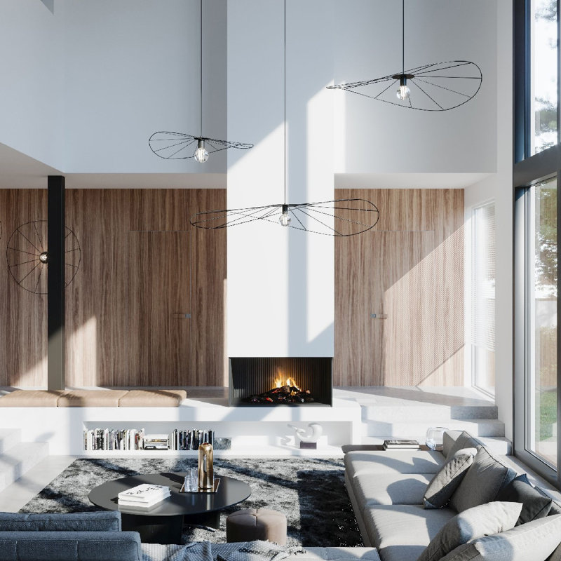 Alissone 1 - Light Black Geometric Pendant, 150cm H x 110cm W x 110cm D
