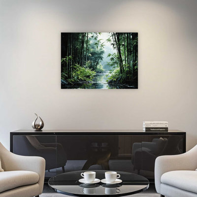 Green Bamboo Forest Canvas Wall Art,Premium Modern Home Decor,24 x 32 Inch