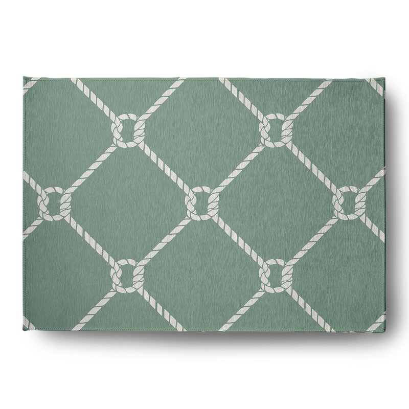 Nordland Geometric Flatweave Chenille Indoor/Outdoor Area Rug in Sage/Ivory, Rectangle 5' x 7'