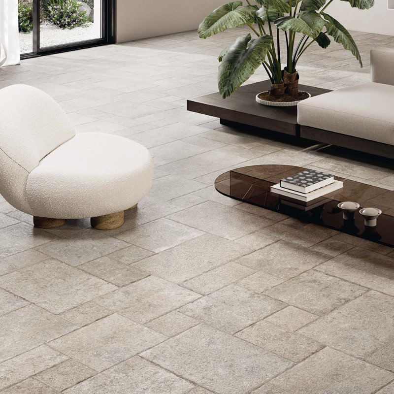 Carrelage en porcelaine aspect pierre Gascogne, Gris Grigio