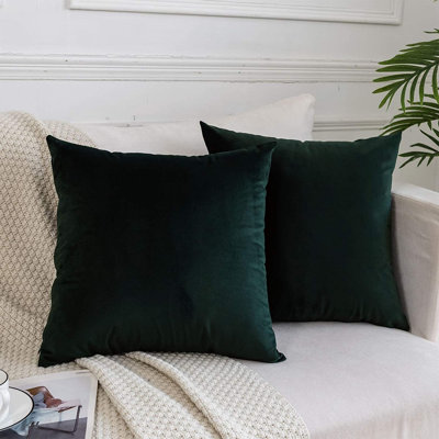 Velvet Decorative Throw Pillows, Solid Soft Decorative Cushion