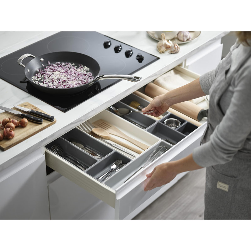 Ensemble de 10 plateaux de rangement en plastique gris
