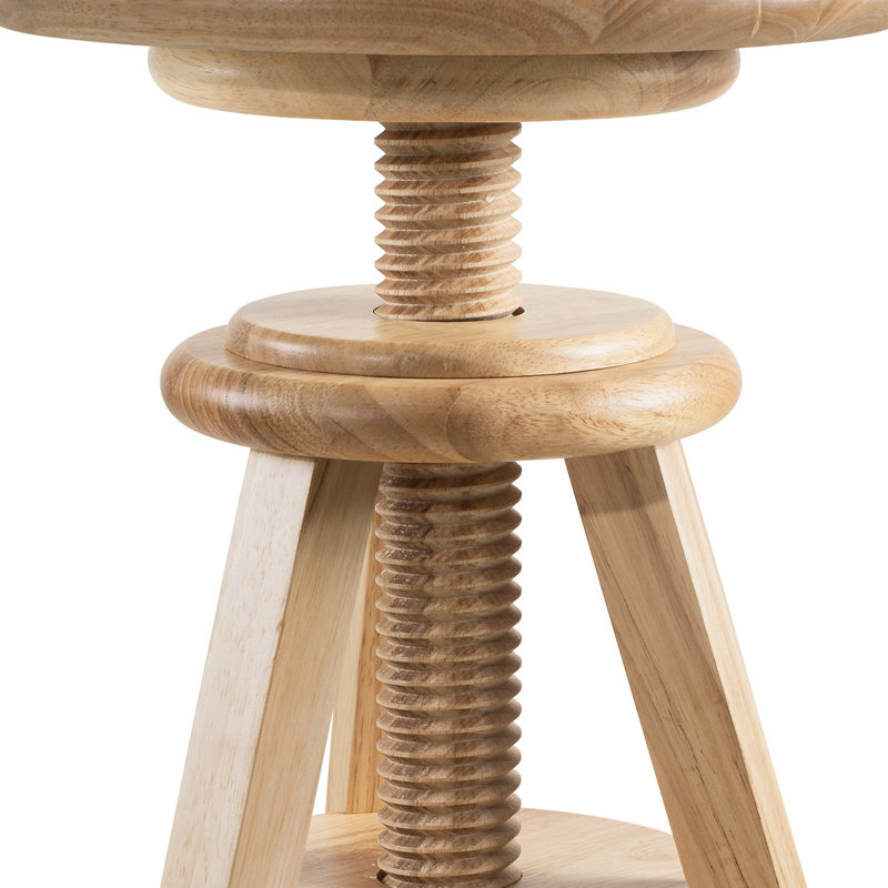 Tabouret de comptoir pivotant en bois franc massif de 18,9 à 25,2 po Hiltrun, naturel, Naturel