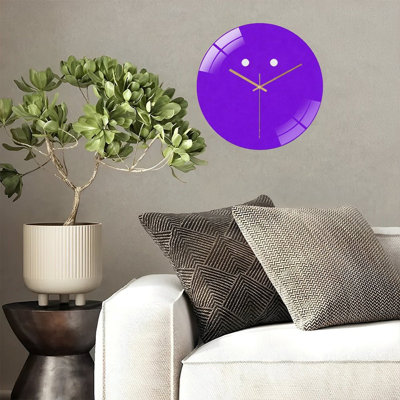 12" Round Tempered Glass Wall Clock with Silent Quartz Movement