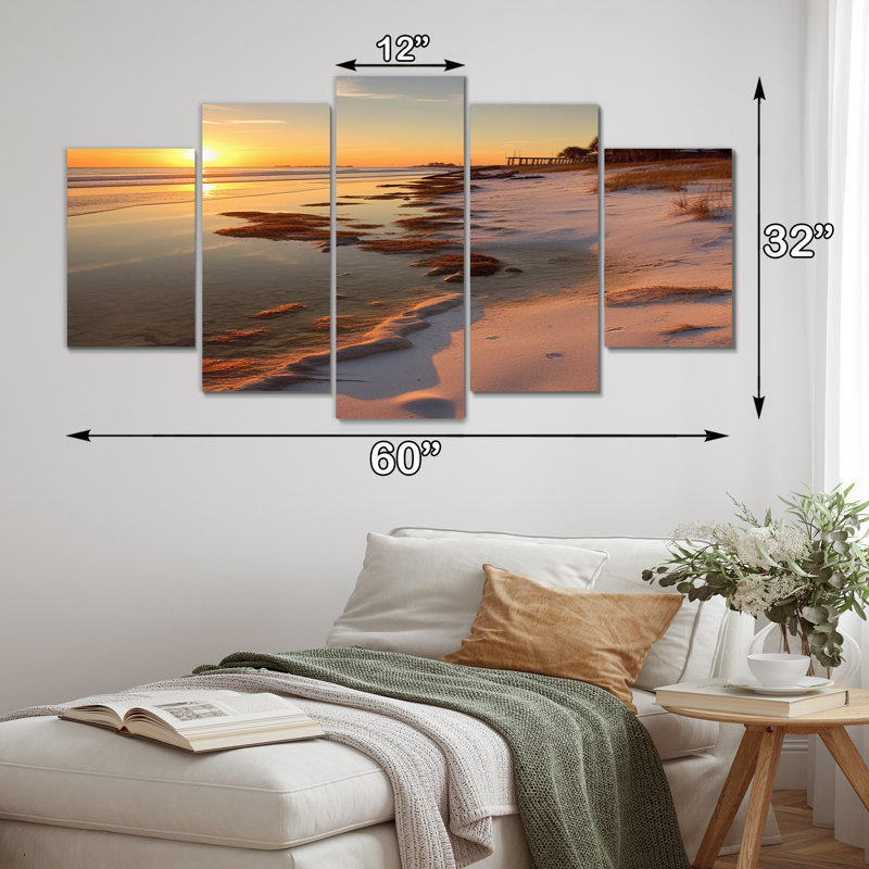 Ensemble de 5 décorations murales «Golden Hour at Gulf Shores I» en Alabama