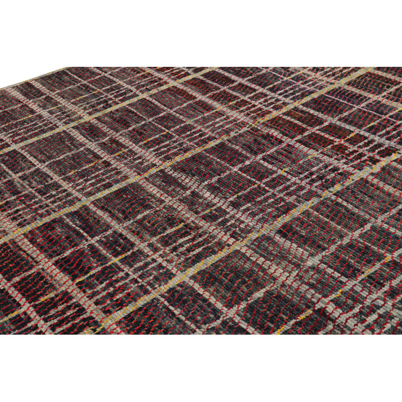 Rug & Kilim’S Contemporary Rug In Red With Stripes And Geometric Patterns