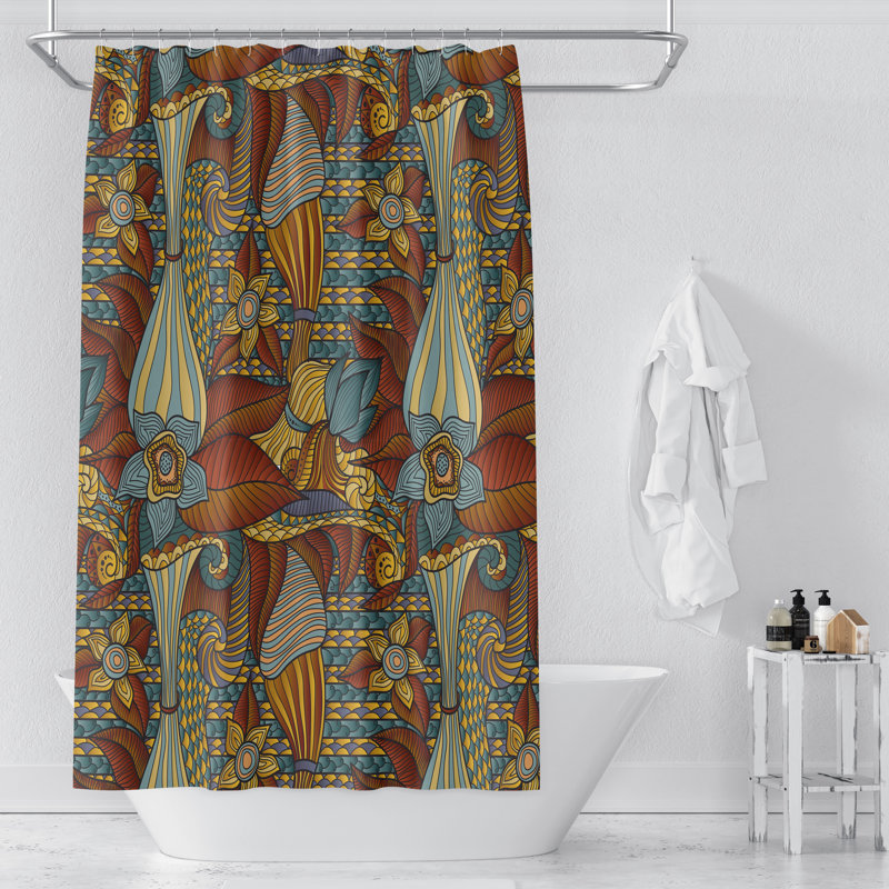 Abstract Shower Curtain, 93" H x 70" W