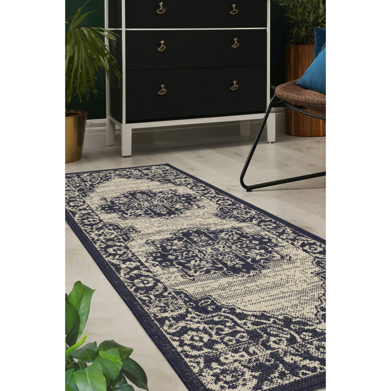 GEL MEDALLION NAVY 160/225cm, Rectangle 60 x 110 cm
