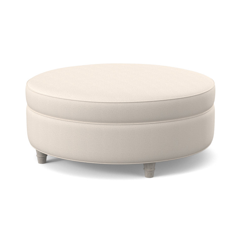 Duke Round Boucle and Velvet Ottoman, Venice Ivory, Bisque