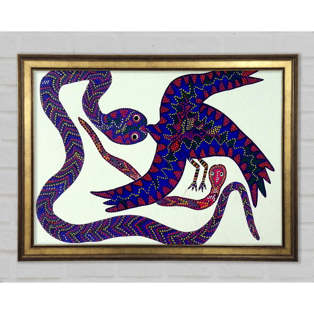 Gerahmtes Leinwandbild Aboriginal Snake Bird