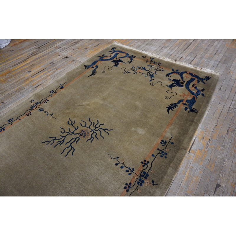 Hallway Runner Rectangle 1925 Ivory Antique Chinese - Peking Wool Knotted Rug